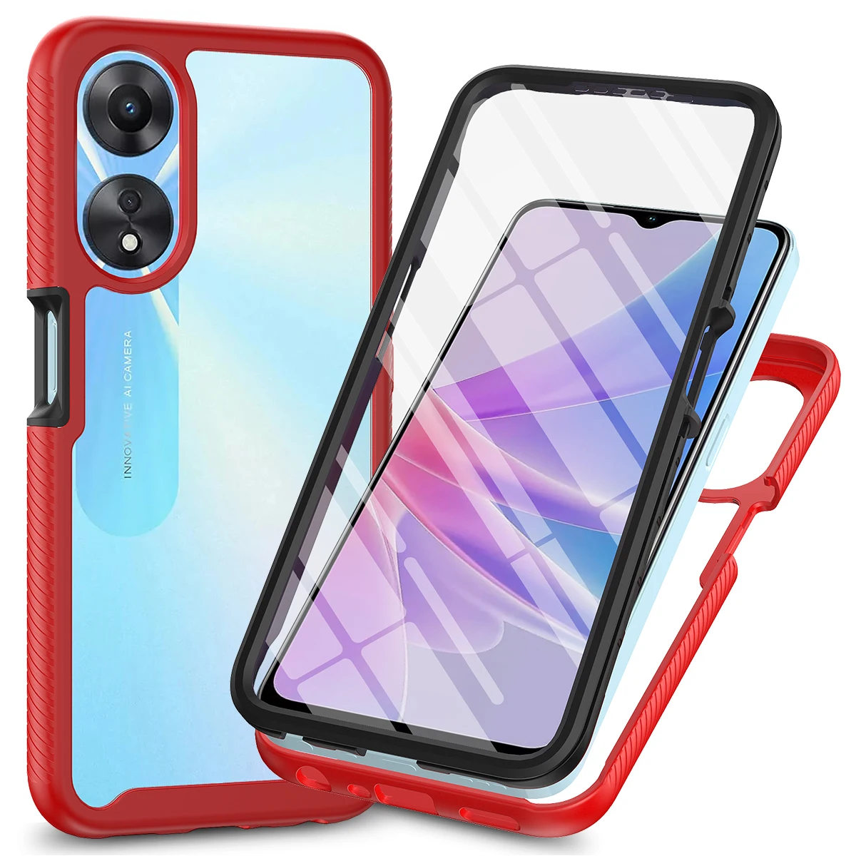 Clear Shockproof Protective Cover with Built-in Screen Protector and TPU Bumper