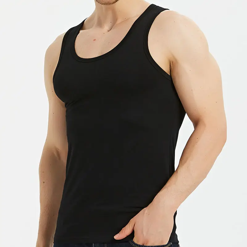 Men Tank Tops Undershirt Gym Muscle Workout Singlets Fitness T-Shirt Vest Cotton Short Sleeve Breathable Bodybuilding Undershirt