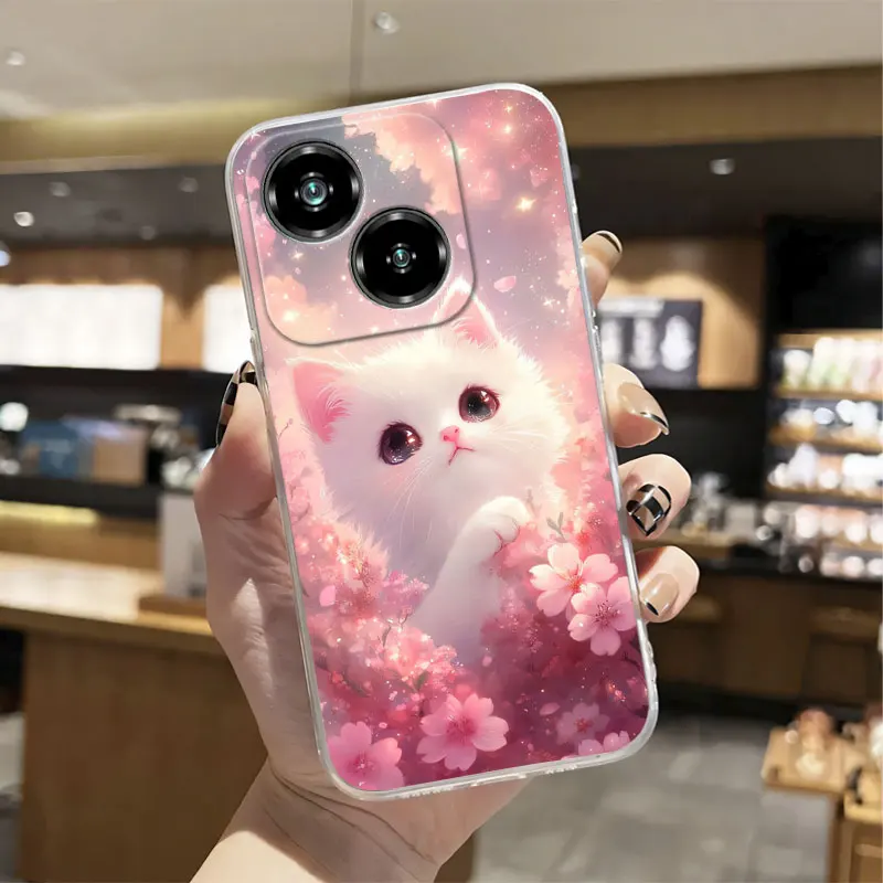 Luxury Clear Shockproof Silicone Soft Phone Case with Marble Floral Print