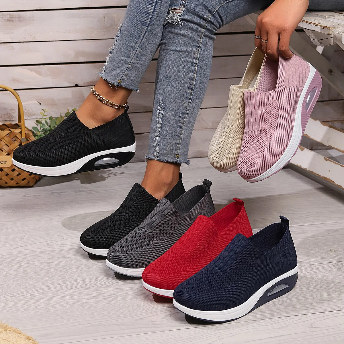 Women Walking Shoes Air Cushion Non Slip Orthopedic Shoes