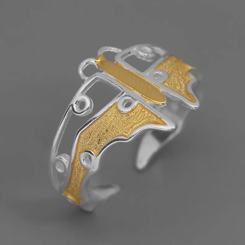 Dusty Karma Paper Kite Kite S925 Sterling Silver Skeleton Butterfly Open End Ring