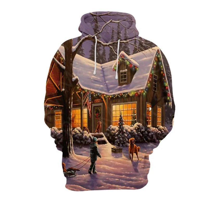Christmas Santa Snowman Claus Deer Sled Gift Hoodie 3D Print Fashion Men's Autumn Sweatshirt Unisex Street Casual Coat Halloween
