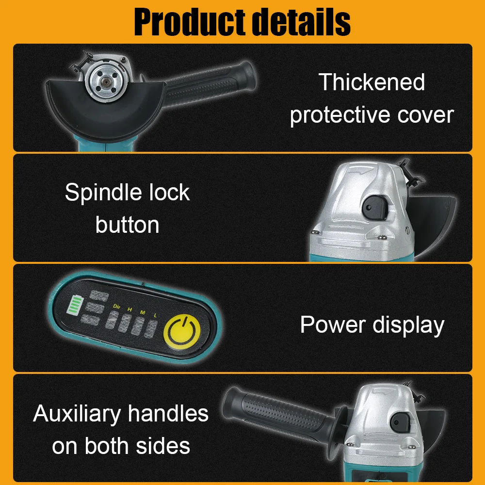DIY Cutting Grinder Machine for 18V Battery Power Tool 100mm 125mm Brushless Cordless Angle Grinder Hand Tool 3