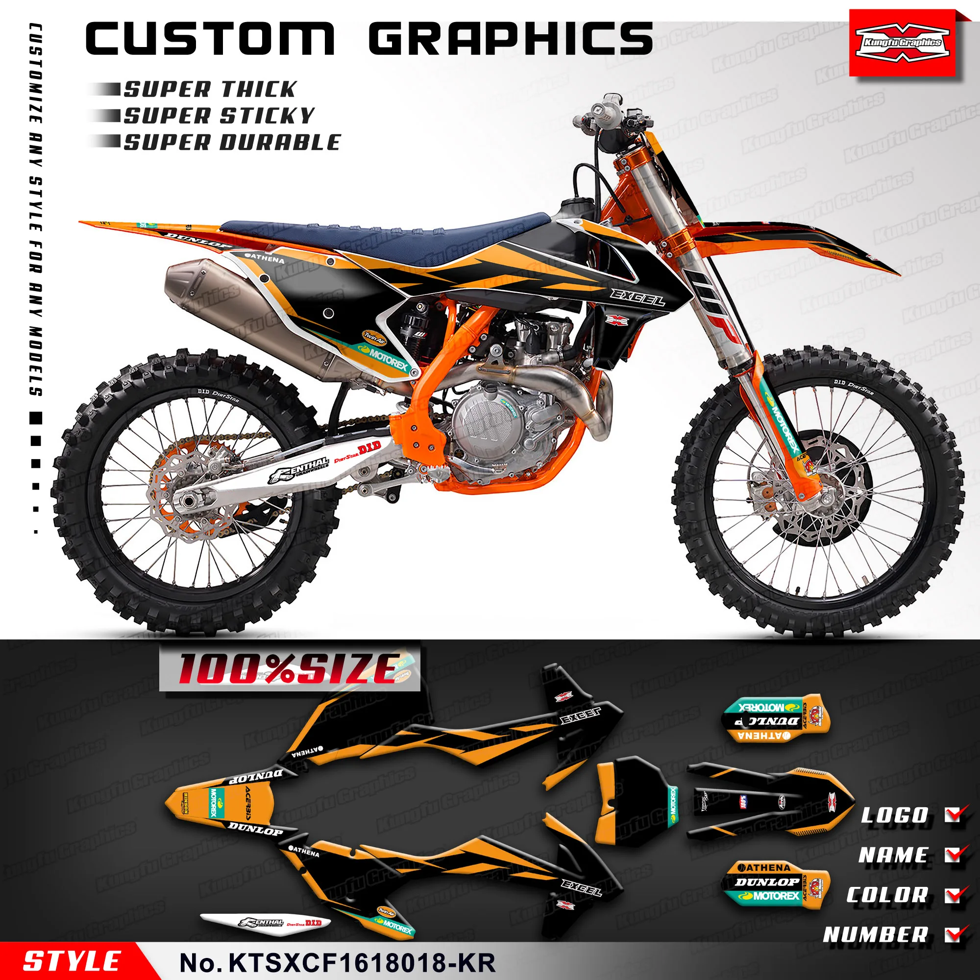 

Графический фотографический набор KUNGFU для KTM 125 150 250 350 SX SXF стикеры мотокросса XC XCF SX-F 450 2016 2017 XC-F