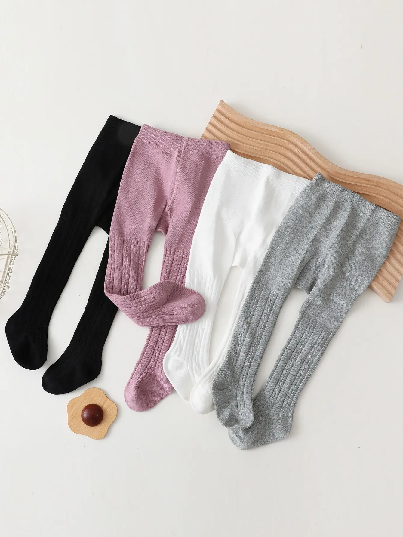4pairs Cute Baby Girls Mesh Cable Knit Tights Spring Autumn Winter Cotton Stocking Breathable Pantyhose For Toddler Girls