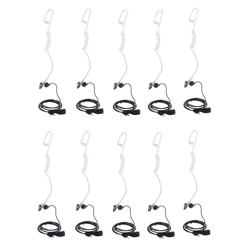 10PCS 2Pin Security Surveillance Acoustic Air Tube Earpiece PTT Mic Headset for Motorola GP68 GP88 EP450 CP180 CP185 CP040 Radio wireless walkies talkie bluetooth compatible ptt headset mic adapter earpiece for motorola ep450 gp88 cp88 p080 ct250 pro2150