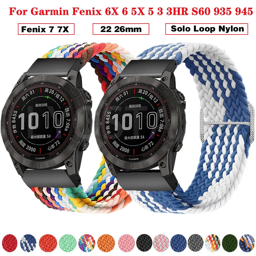 

26 22mm Sport Nylon Watchband Wriststrap for Garmin Fenix 6X 6 Pro 5X 5 7X 7 3HR/EPIX 945 935 EasyFit Quick Release wirstband