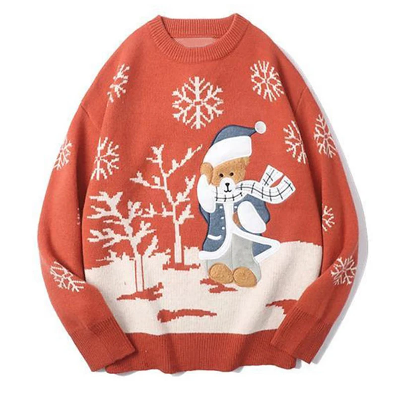 Sweaters For Men With Designs Embroidery Bear Christmas Sweater Winter ...