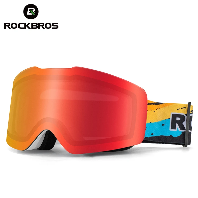 

ROCKBROS Ski Goggles Color Changing Full Frame Large Vision Double Layer Anti-fog Men Women Single Board Polarized Ski Glasses