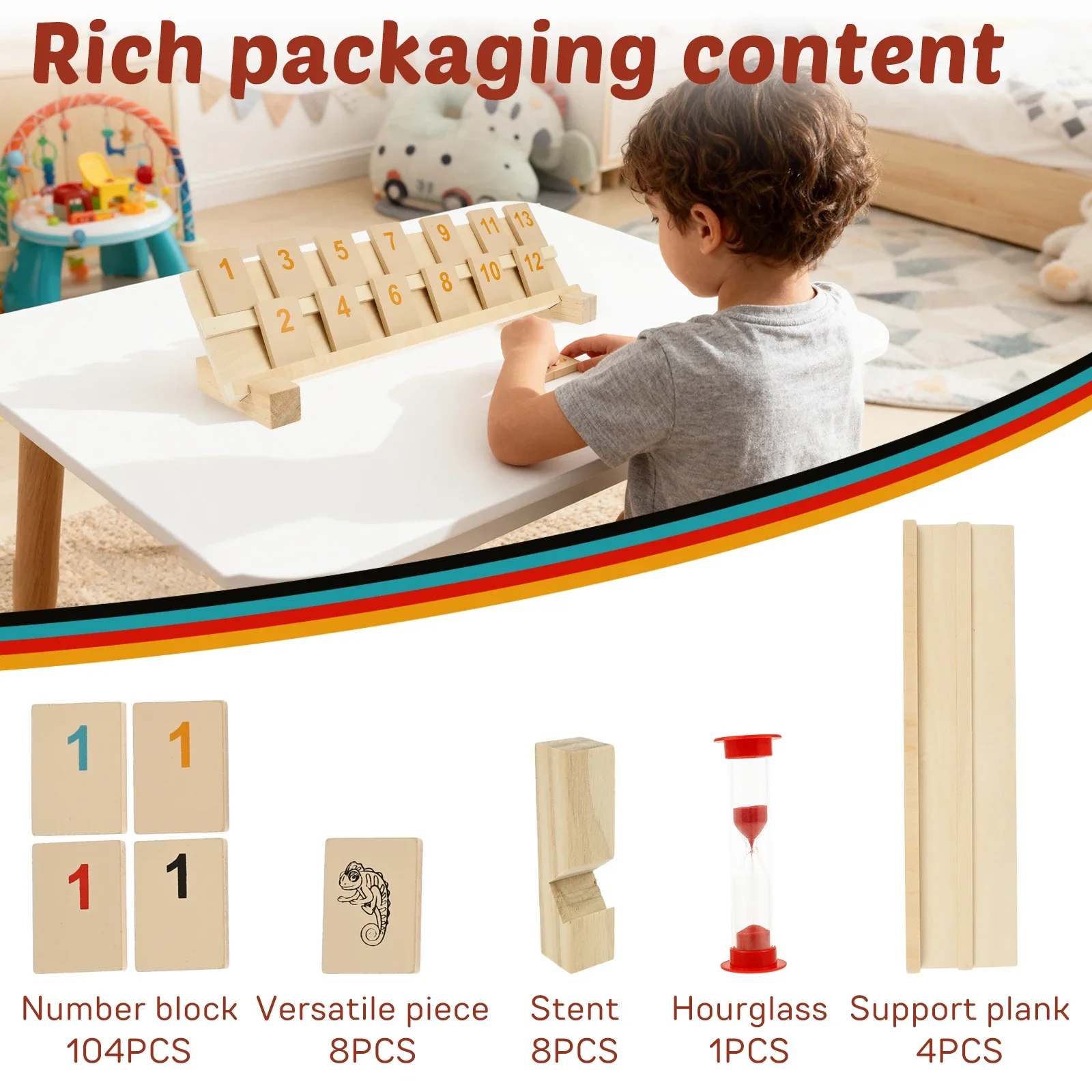 Rummy Cube Game with 4 Racks, 106 Rummy Cube Game Set with Portable Case, Tiles Travel Set for Family Classic Board Games