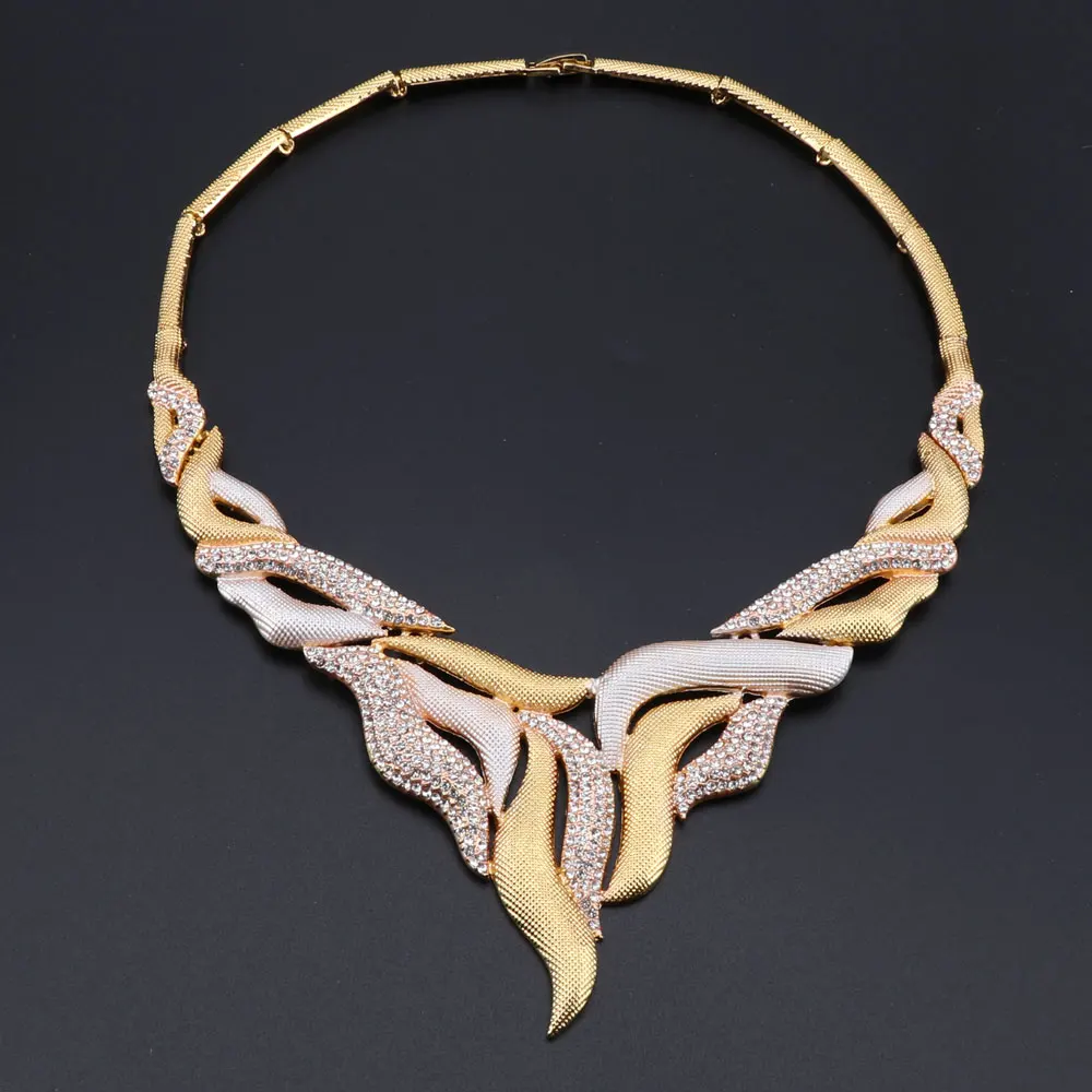 Conjunto De Joyería Chapada En Oro De Dubái Para Mujer, Collar De Color Dorado N