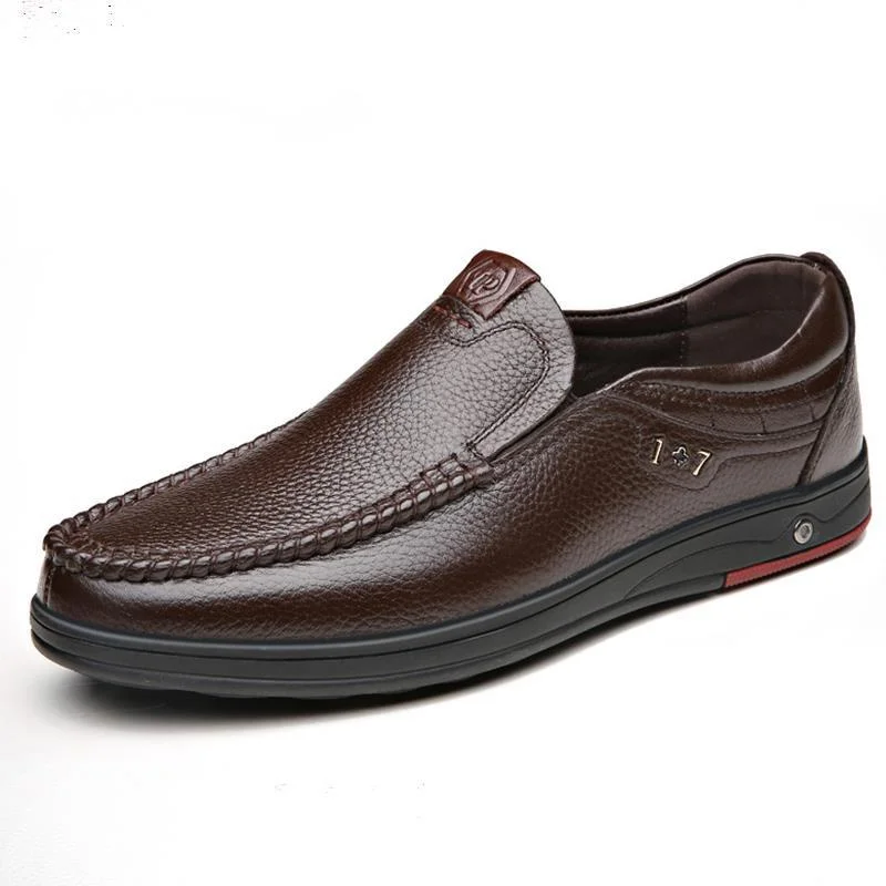 

Genuine Leather Shoes Men Loafers Slip On Business Casual Leather Shoes Classic Soft Moccasins Hombre Breathable Men Shoes Flats