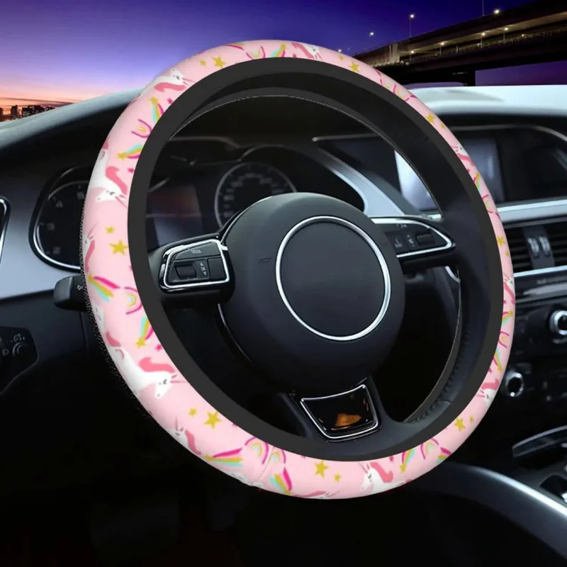 

Funny Steering Wheel Covers for Women Girls Universal Car SUV Protector Breathable Anti-Slip Suitable Most Auto Accessorie