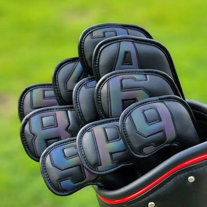 

Magnetic Closure Golf Iron Head Cover Set 10Pcs Iron Cover Number 3-9 Gradients Colorful Protective Cap Sports Accessories