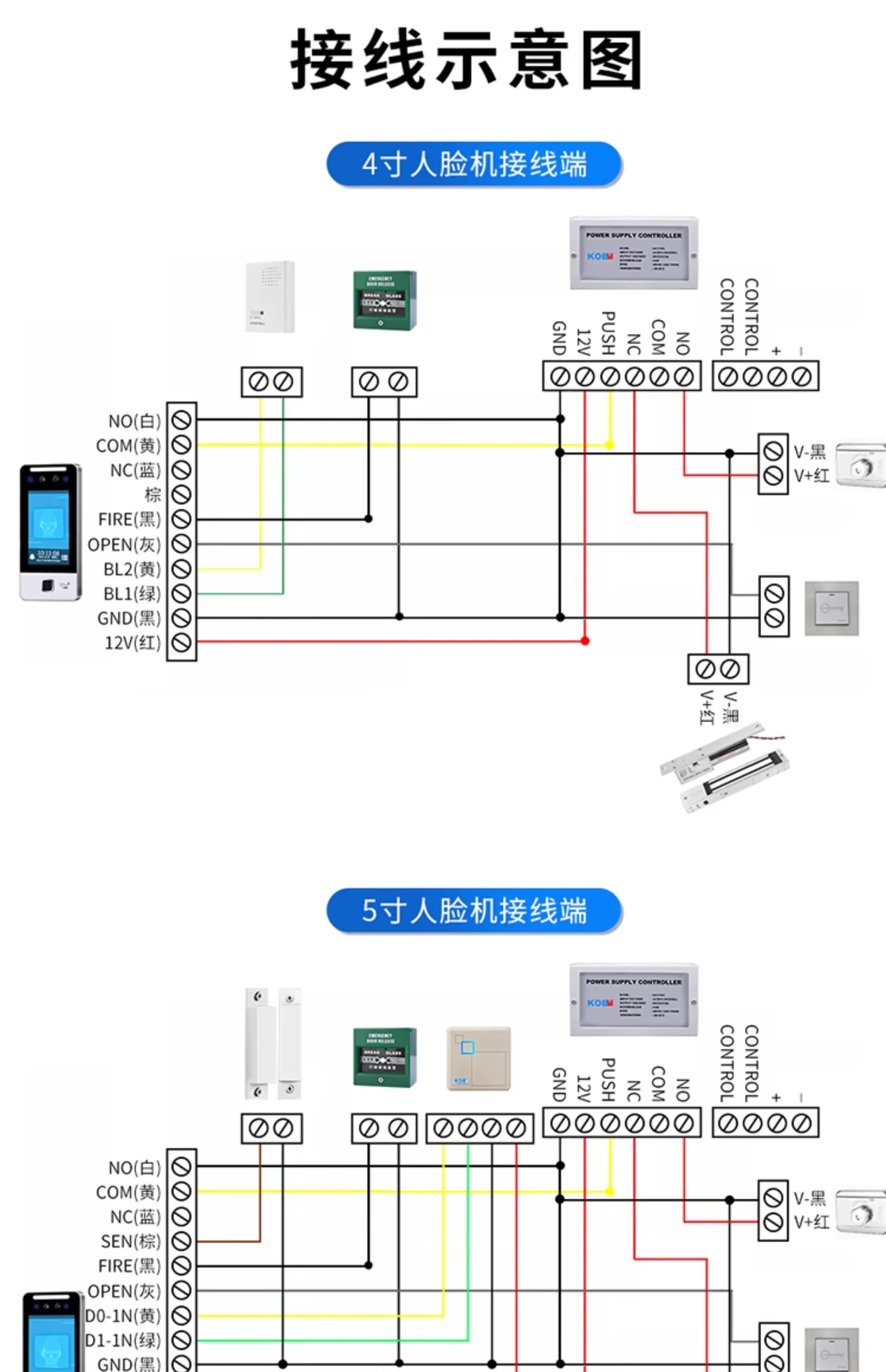 dynamic facial recognition access control system all-in-one machine 5-inch acces