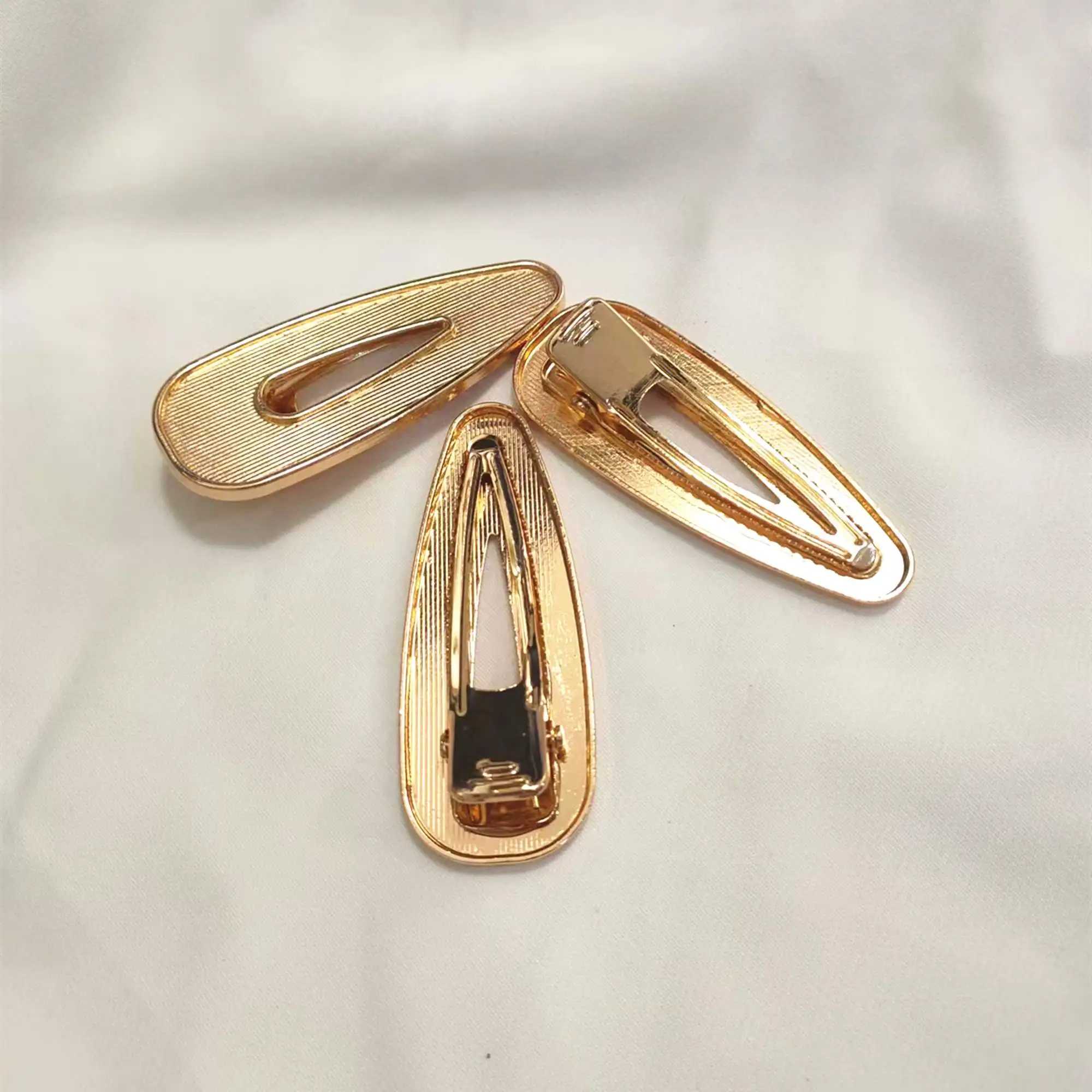 High quality drop clip oval flat clip groove diy patch leather hair accessories 3pcs/lot 7.5x2.8cm
