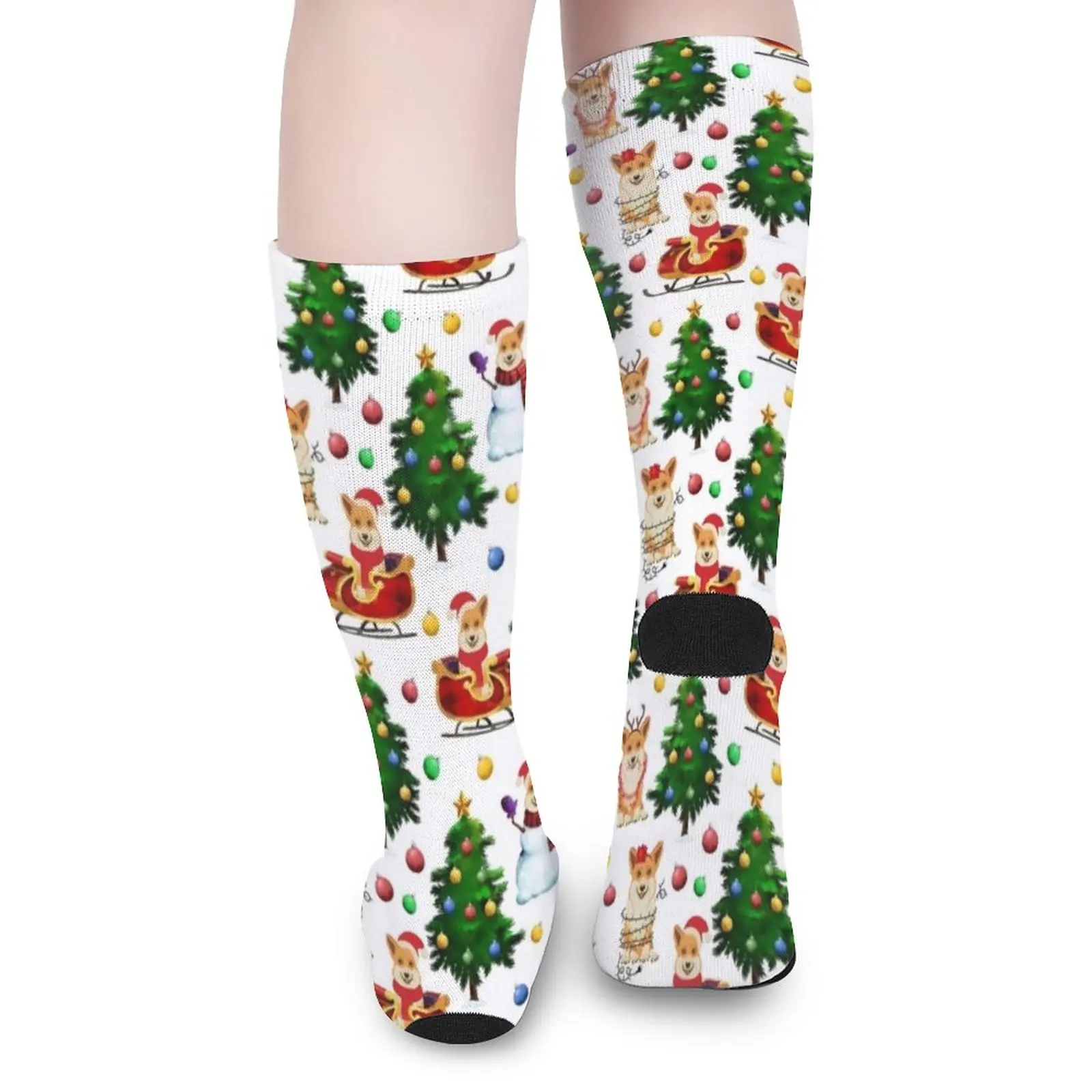 Corgis Christmas Pattern White Socks Socks with print Socks female