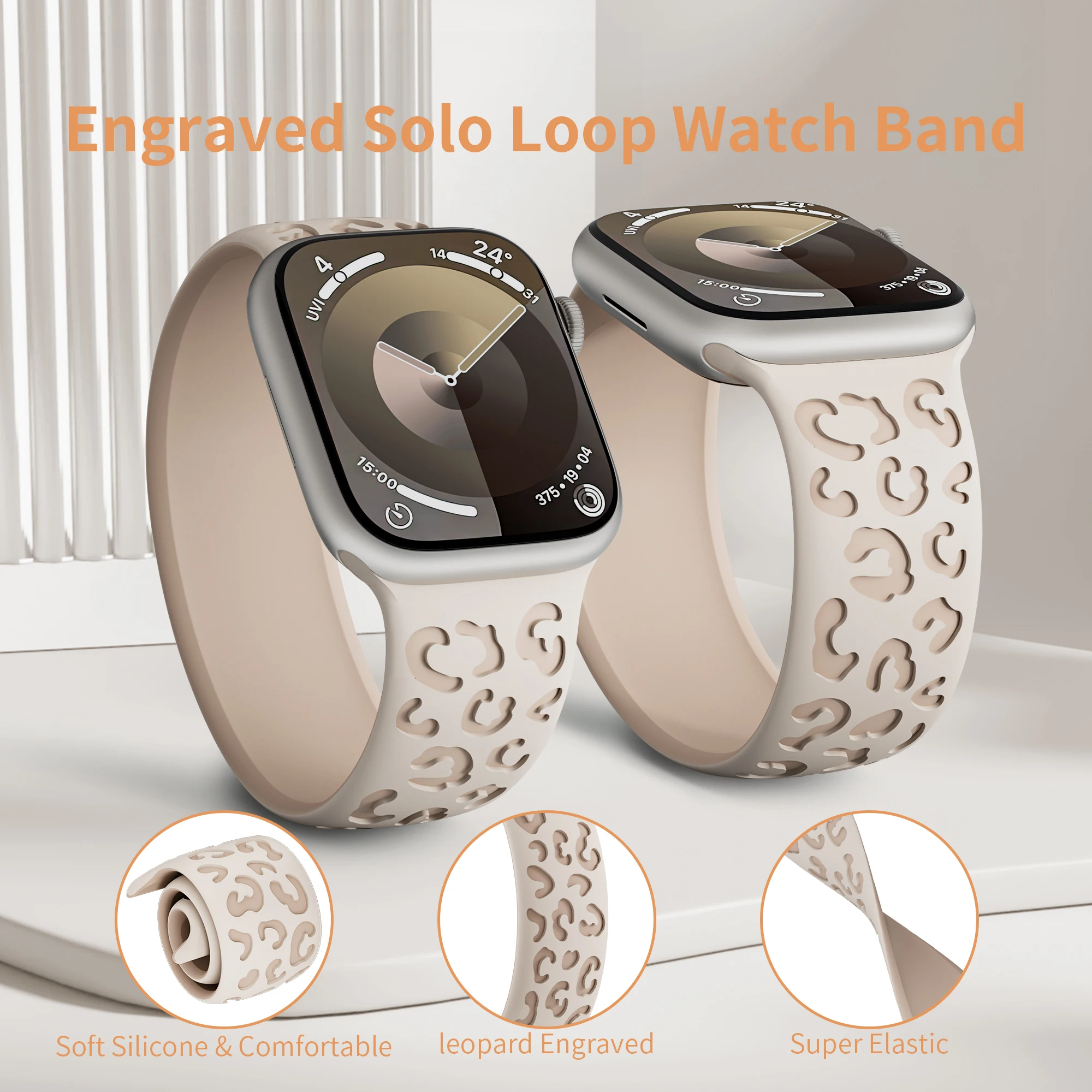 Engraved Strap for Apple watch Band 45mm 44mm 42mm 49mm 41mm 40mm 38mm Solo loop Bracelet Correa Series SE 6 7 8 9 5 4 3 Ultra