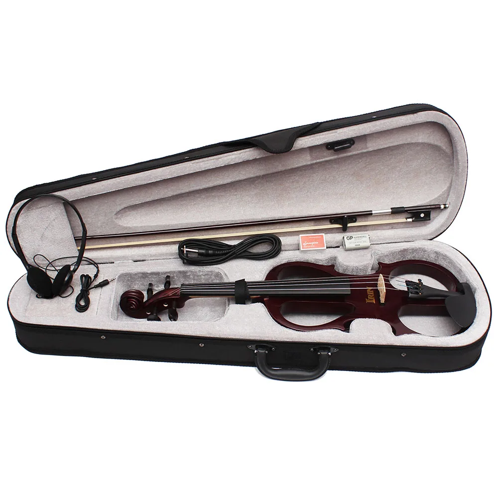 IRIN 4/4 Violin Maple Body Silent Electric Violin with Bow Case Headphone Cable Shoulder Rest Parts & Accessories