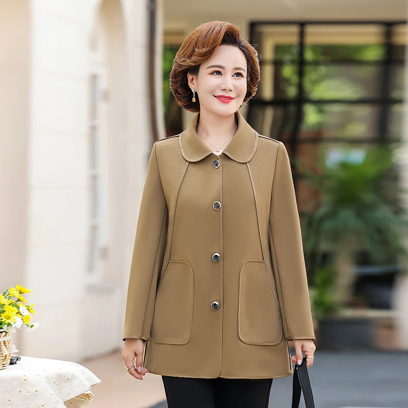 

High quality Winter Fall Women Female Solid Color Elegant Trench Coat Spring Overcoat Cardigan Trenchcoat Windbreaker