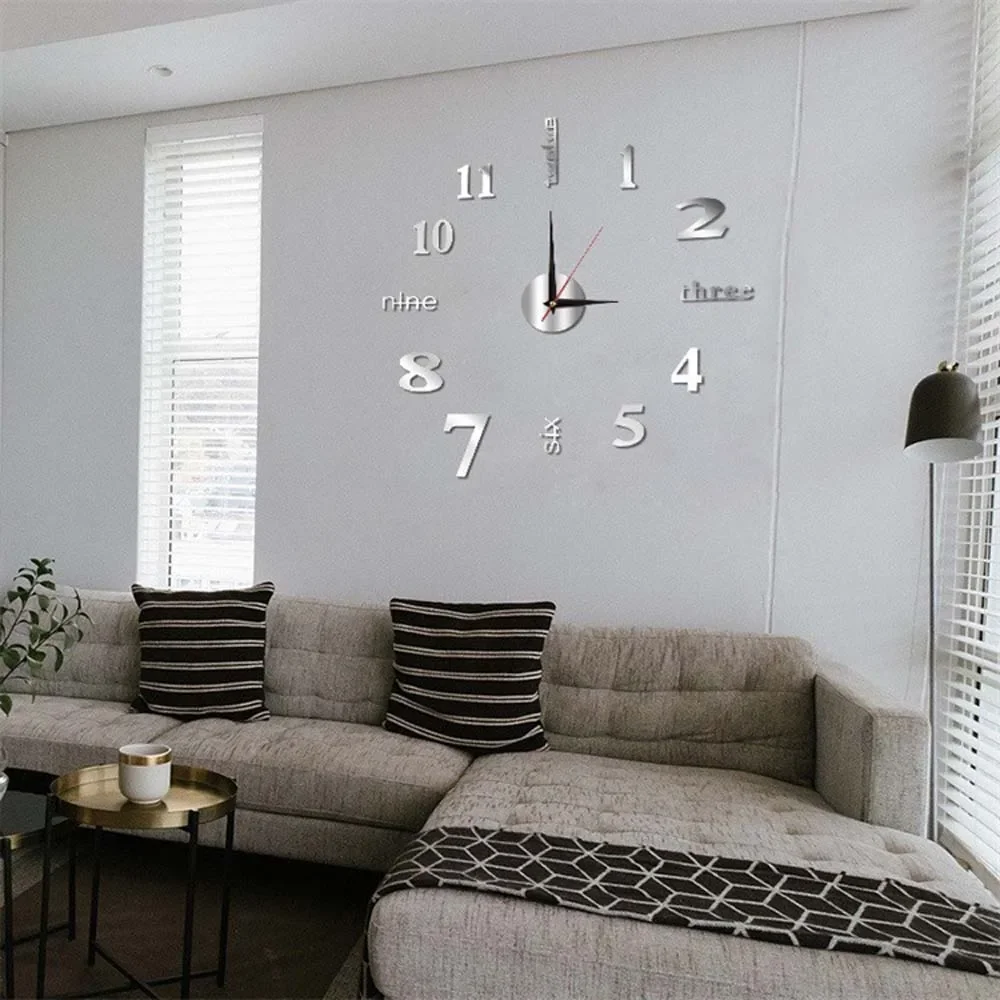 DIY Digital Wall Clock 3D Luminous Frameless Acrylic Clock Wall Stickers Mute for Living Room Bedroom Office Decor wall clock 3d wall clock led digital clock 3d number wall clock
