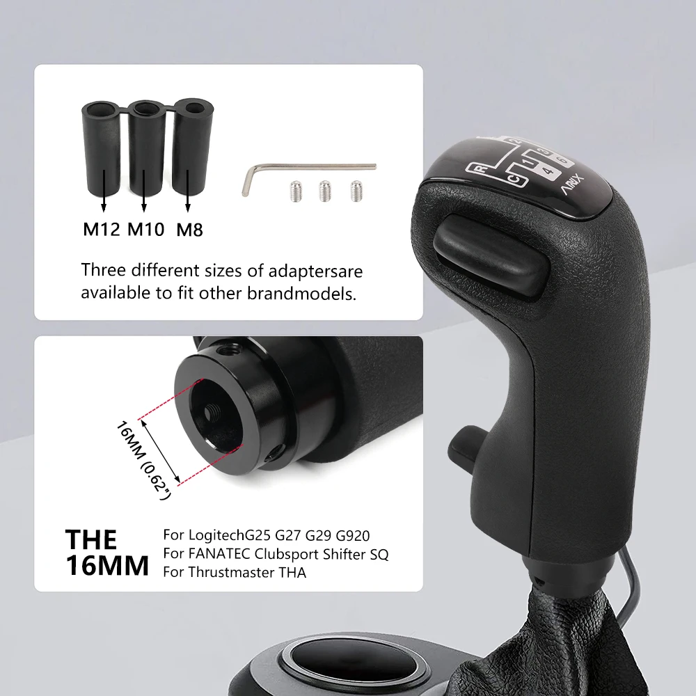 Adattatore cambio manuale + pomello del cambio per Logech G25 G27 G29 G920 modifica testa del cambio personalizzata in lega di alluminio