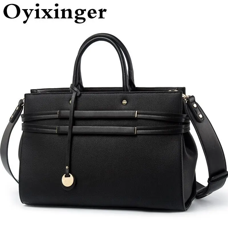 

OYIXINGER 2024 New Women's Briefcase Fashion Shoulder Bag Ladies Leather Laptop Bag For 13" Macbook Air HP Female Messenger Bag