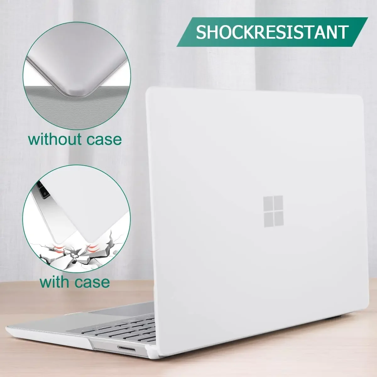 Custodia Rigida Antiurto Per Microsoft Surface Laptop 15'' (5/4/3) – Traslucida Opaca Con Cavalletto