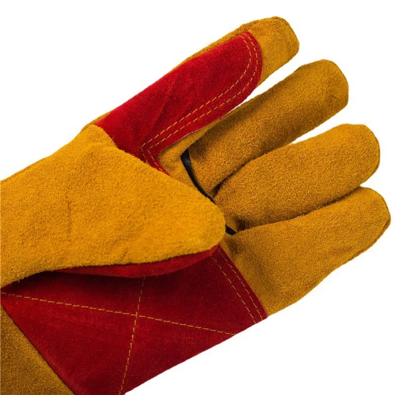 23.6 Inch Long Leather Welding Gloves - Heat & Puncture Resistant For Forging, BBQ, Animal Handling (1 Pair)