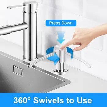 เครื่องจ่ายสบู่สําหรับอ่างล้างจาน,Matte Black สแตนเลสสตีลเคาน์เตอร์จานอ่างล้างจานเครื่องจ่ายสบู่ปั๊ม 40 ''หลอด k 2