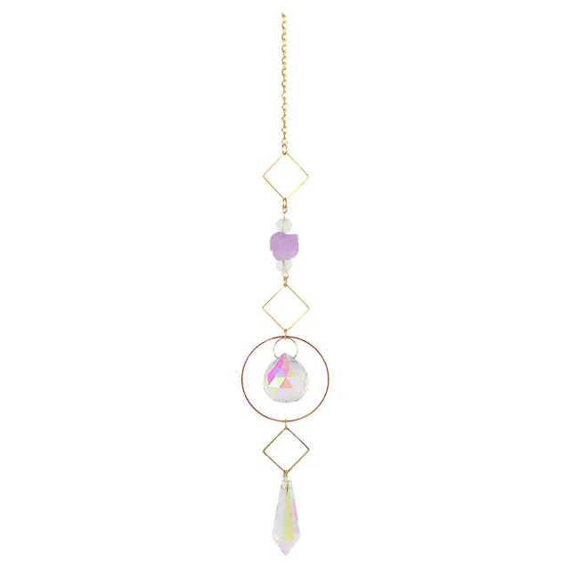 S Díszszalagos Kerti Windchinme Kristály Kert Hold Pentákja Napsütéses Ametiszt Karácsonyi Díszcsomag - Image 2