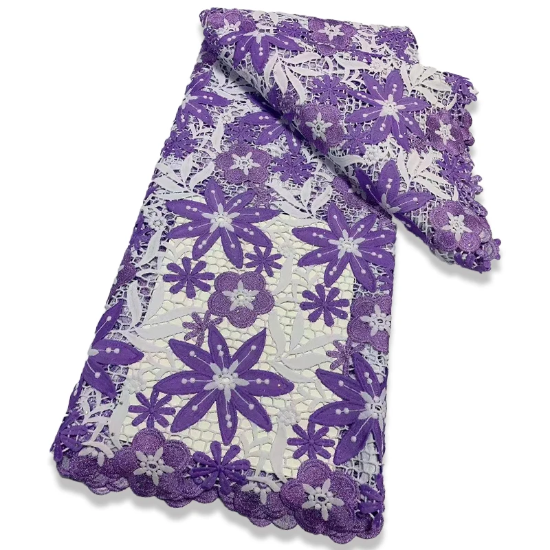 

African Guipure Lace Fabric 2023 High Quality Latest Nigerian Water Soluble Mesh Lace French Cord Lace Fabric For Women Party A2