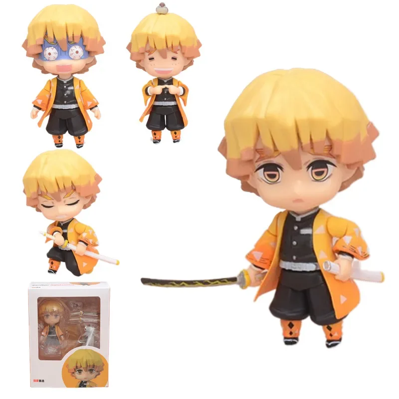 Anime Demon Slayer No.1334 Q Versione Agatsuma Zenitsu Battle Form Action Figure Toy Pvc 4 Teste Modello Scrivania Decorazione Giocattoli Regalo