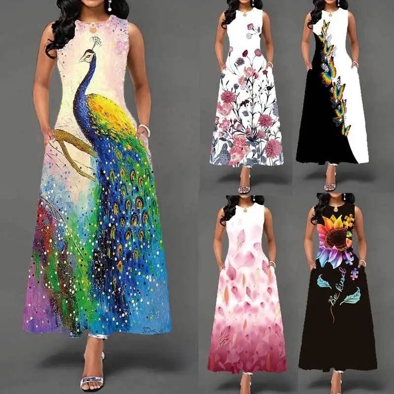 

Women New Loose Floral Vintage Hole Ruffles Befree Big Large Dress Large Big Summer Camis Party Elegant Maxi Dresses