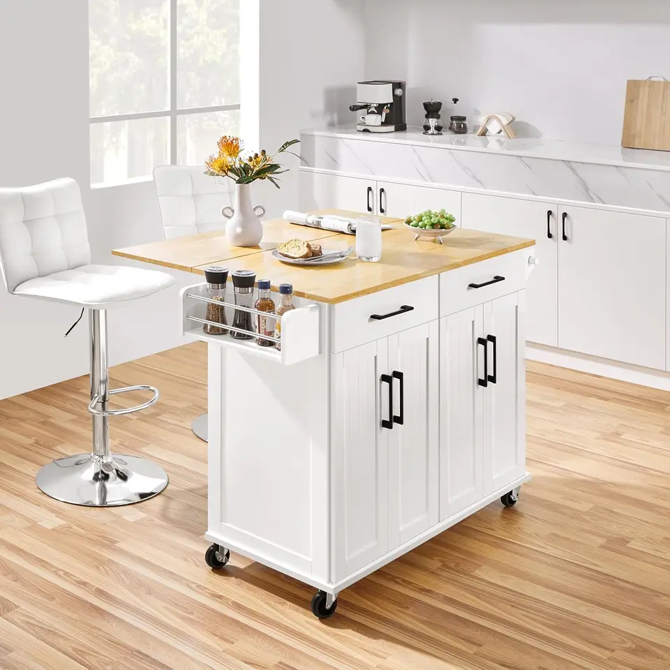 Rolling Kitchen Island Cart with Storage and Wheels