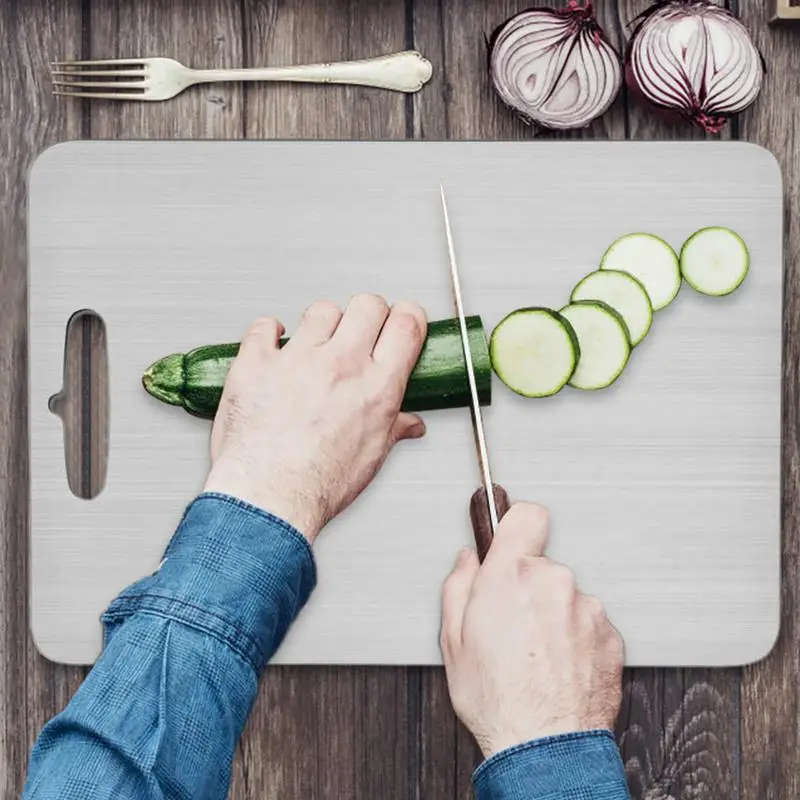 Portable Cutting Boards Kitchen Steel Double-Sided Chopping Board Food Grade Serving Tray Cooking Outdoor