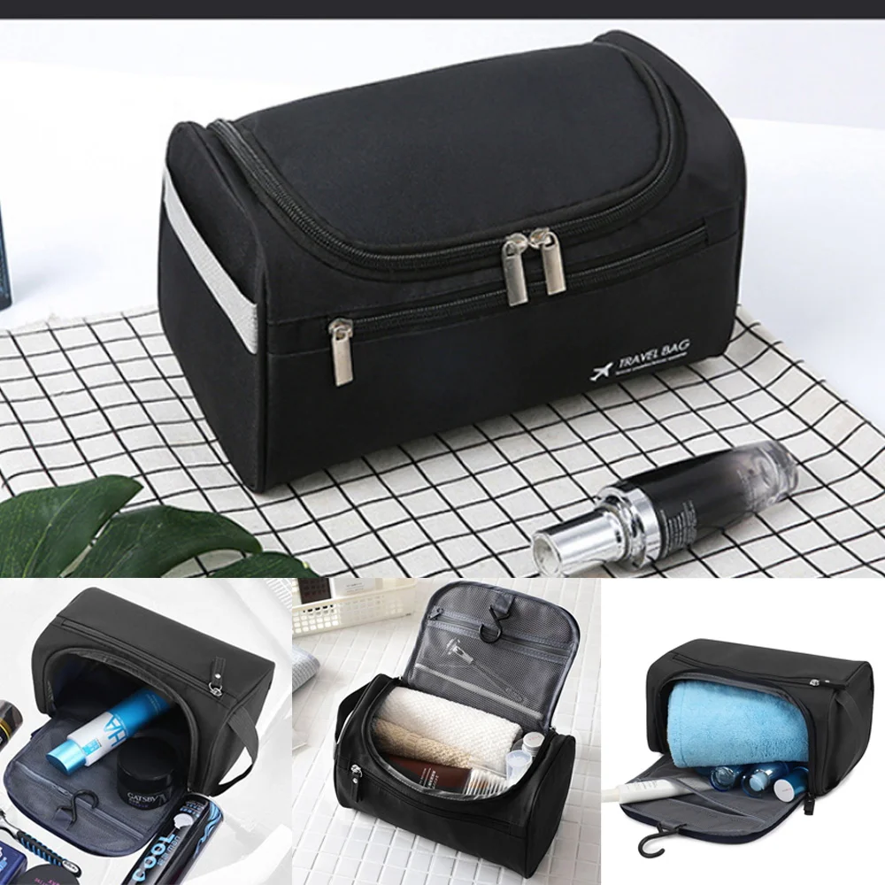 Functional Travel Cosmetic Bag Unisex Hanging Makeup Case Necessaries Organizer Storage Pouch Toiletry Bag White Letter Pattern 5