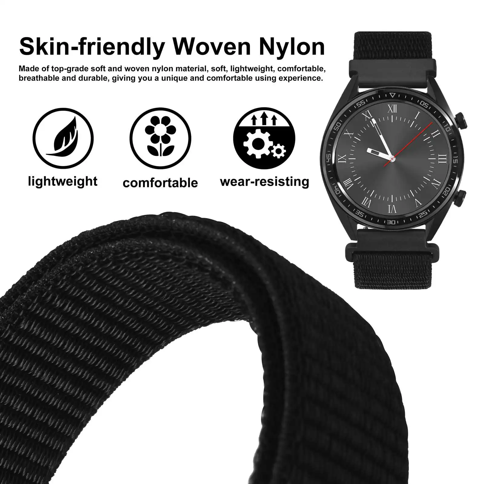 WOCCI Nylon Sport Watch Band 18mm 20mm 22mm Quick Release