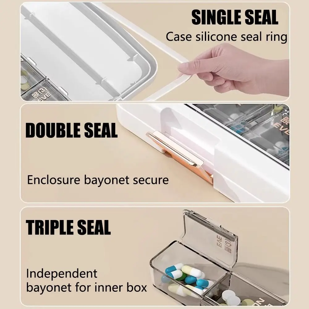 21/28 Grid Pill Organizer Box Portable Clear Medicine Organizer Plastic Moisture Proof Pill Storage Box Monthly Medication Plan