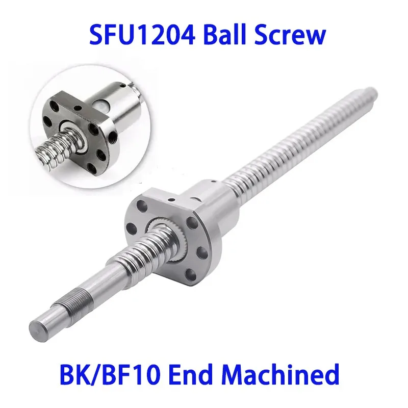 SFU1204 สกรูบอล 1204 Linear Motion 300 500 550 มม.C7 Roller Ballscrew เดี่ยว Ball Nut สําหรับชิ้นส่วน CNC BK/BF10 End machined 1