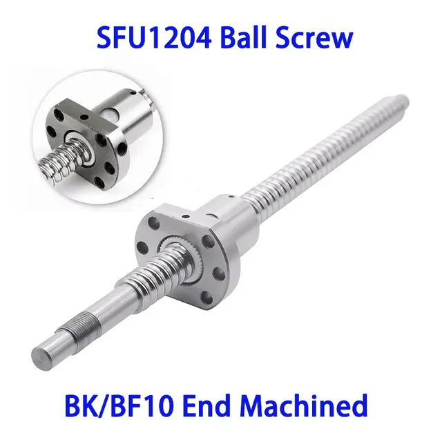 SFU1204 สกรูบอล 1204 Linear Motion 300 500 550 มม.C7 Roller Ballscrew เดี่ยว Ball Nut สําหรับชิ้นส่วน CNC BK/BF10 End machined 1