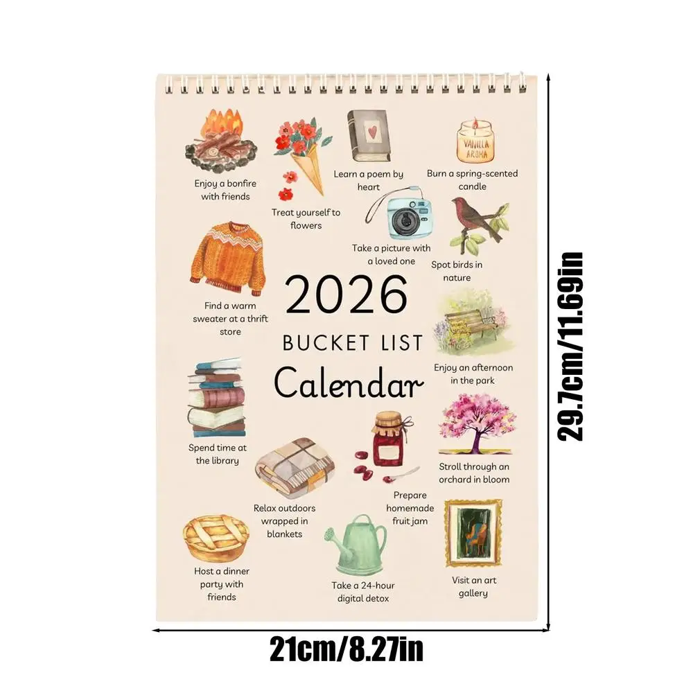 Inspirational 12-Month Wall Calendar & Goal Planner with Motivational Illustrations