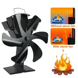 Heat Powered Stove Fan 6-blade Wood Burning Stove Fan for Log Burning Low Noise Energy Saving Fireplace Fan Home Winter Warmer