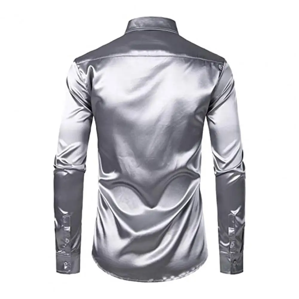 

Men Long Sleeve Shirt Silky Soft Solid Color Cardigan for Women Men Lapel Collar Long Sleeve Single-breasted Buttons Mid Length