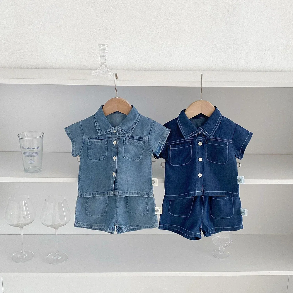 Baby Denim Shirt & Shorts Set 3