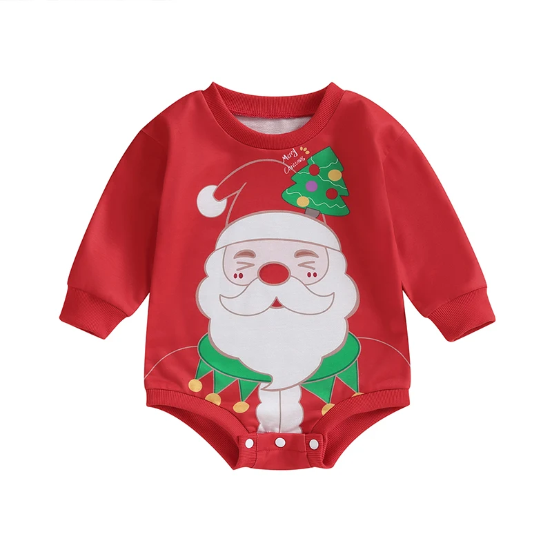 

Toddler Baby Sweatshirt Rompers Christmas Outfits Pattern Print Jumpsuit Long Sleeve Bodysuit Clothes