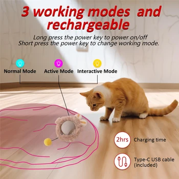 Interactive Cat Toys Ball Fast Rolling in Pouch Hide and Seek Kitten Toy Motion Activated Interactive Cat Toy for Indoor 5