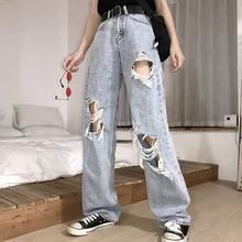 

2020 New High Waist Ripped Jeans Women's hip hop Loose Jeans 5XL Women Pants Vintage Female Torn Trousers Streetwear