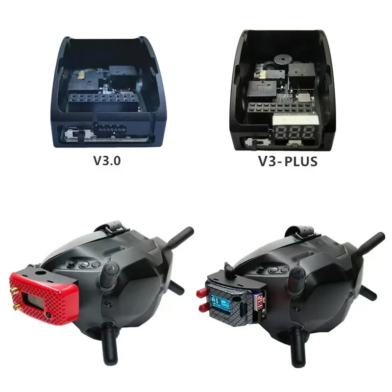 Module récepteur 5.8G V3.0 PLUS RX pour lunettes DJI FPV, boîtier aluminium ouvert montrant l'intérieur