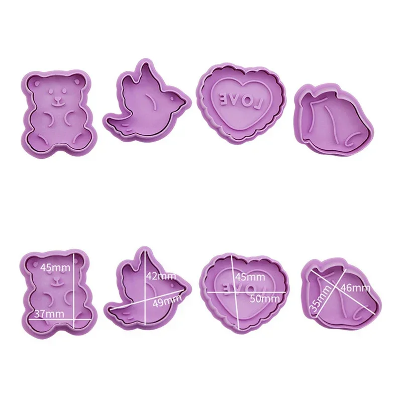 4Pcs/Set Christmas Halloween Cookie Cutter Stamp Biscuit Mold 3D Cookie Plunger Fondant Sugar Craft Pastry Cake Decorating Tool